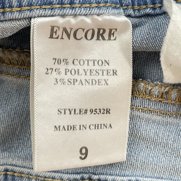 Encore Denim Overalls Juniors Size 8/9 Distressed Blue Stretch - Picture 8 of 16